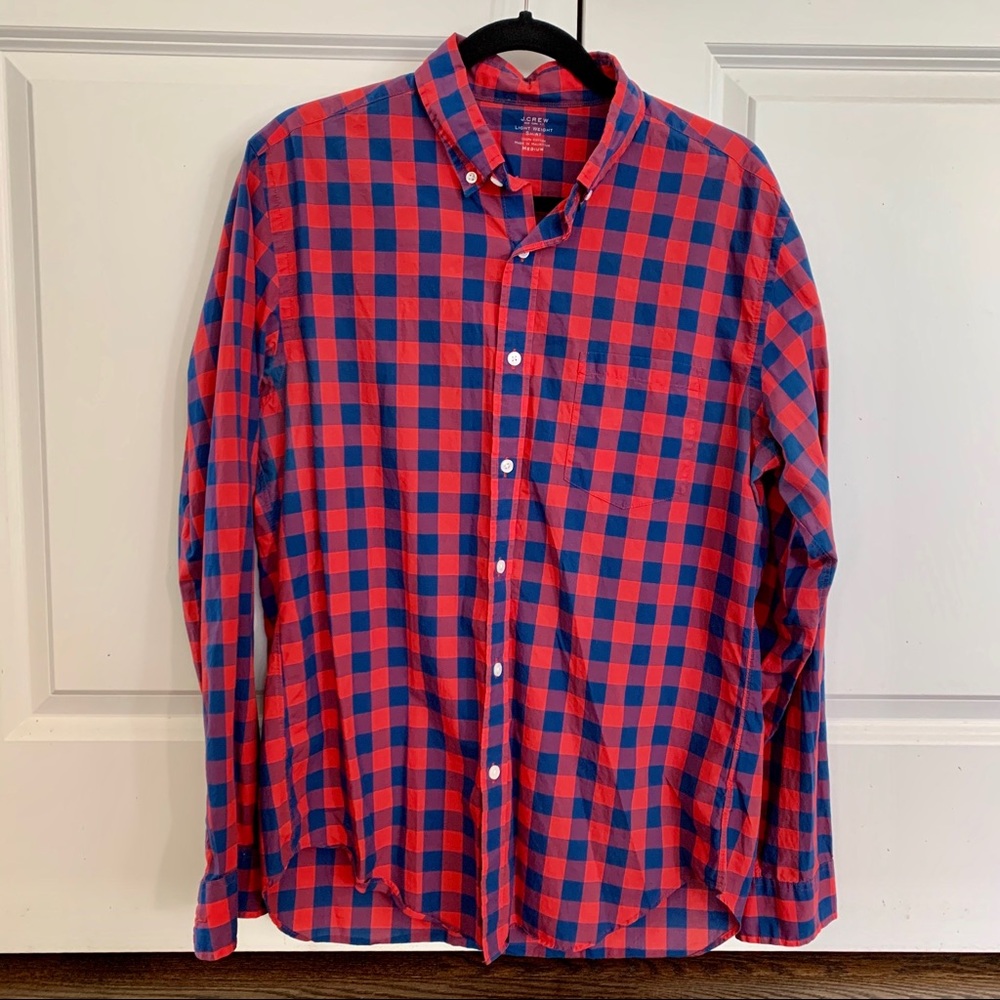 J. Crew Light Weight Wash Button-up Plaid Shirt